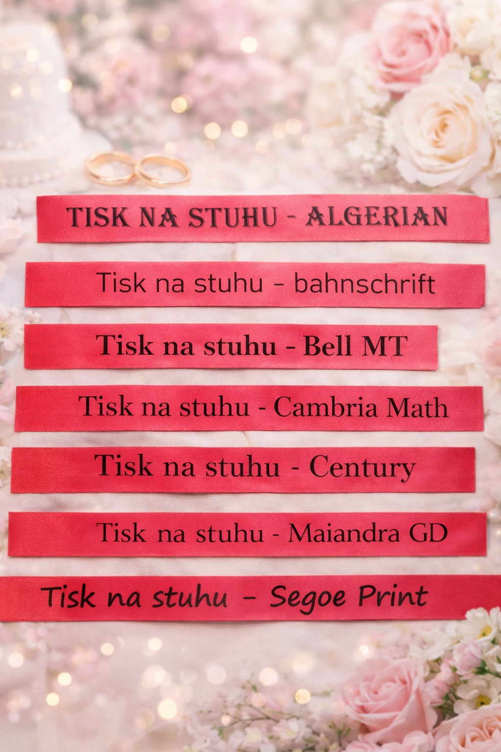 Červená stuha ( černý tisk) - jméno na míru